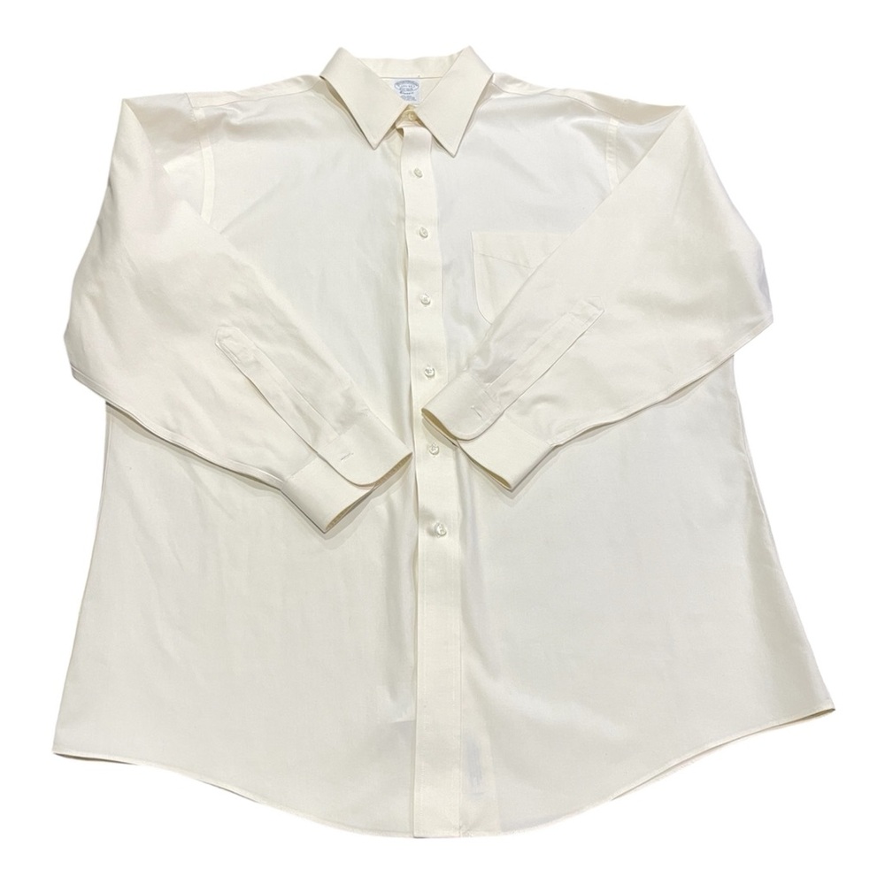 Brooks Brothers Mens Long Sleeve Dress Classic Shirt Cream Size 17.5